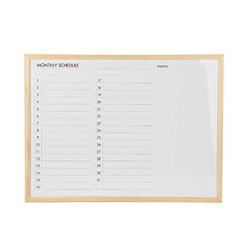 Whiteboard RENRUIRUI- Monthly Schedule, Hanging Magnetic Memo Board, Wooden Frame, Effective Planning Time and Improving Efficiency (Size : 90X60CM)