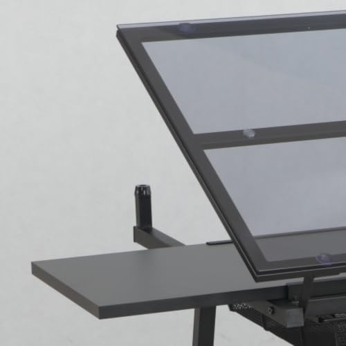 Daklpiw Tempered Glass Drafting Table, 0-75° Tilt & Height Adjustable Drafting Desk with 2 Drawers and Storage Tray, for Artists Designers Hobbyists