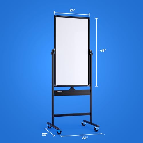 Kamelleo Rolling Whiteboard on Wheels 24" x 48", Double Sided White Board