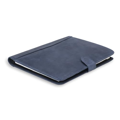 CestAntiQ Full Grain Leather Legal Pad Portfolio Organizer for Work - Blue