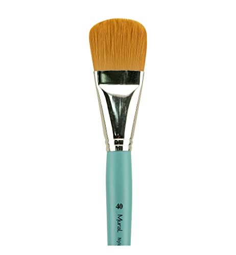 Creative Mark Art Supplies Large Mural Synthetic Golden Taklon Paint Brush - Filbert #40 - Artist Supplies for Acrylics, Watercolors, and Oils - Durable, Resilient, Seamless Ferrules