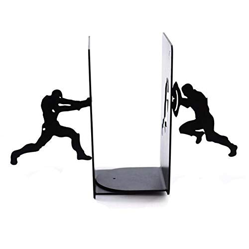 Creative Book Ends, Iron Man Heavy Duty Metal Bookends Book Dividers Home Office Decorative Book Stand Student Gift (Color : Black)