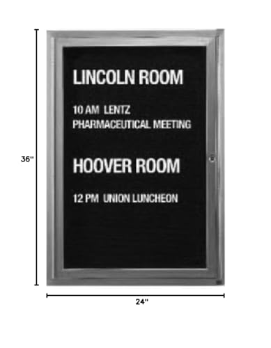 Aarco Enclosed 1 Door Directory Black Felt Letter Board with Aluminum Frame in Clear Satin Anodized Finish - 36"Hx24"W