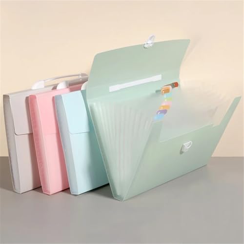 HBJWOV 13 A4 Sized Pocket Expansion Folders Paper File Storage Organ Bag Holder Office School Organizer