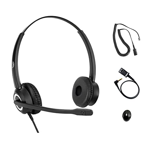 Polycom Phone Headset Noise Cancelling Mic RJ9 U10P Bottom Cable Compatible with Polycom VVX, Shoretel, Nortel Phones