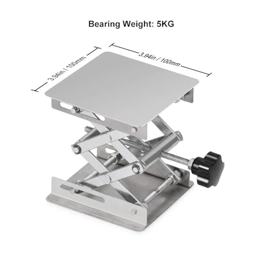 Mini Lifting Table 1pcs Lab Scissors Jack Stainless Steel Laboratory Support Platform Lift Stand Table Expandable Height Carpentry Tools(15cmx15cm)