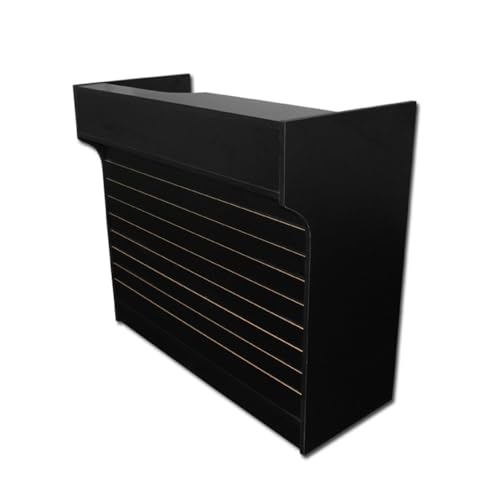DBMIMPORTERS 4ft Ledge Top Cash Register Stand with Front Slatwall - Black