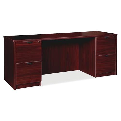 Lorell LLRPC2472MY Prominence 2.0 Mahogany Laminate Double-Pedestal Credenza - 2-Drawer