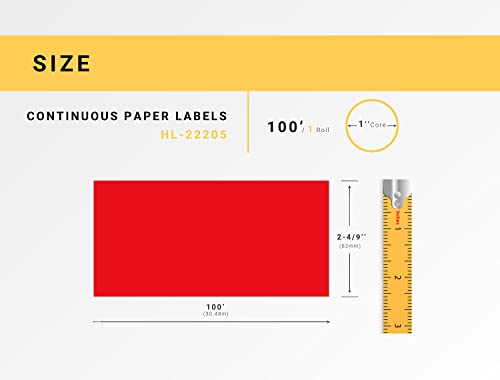 HouseLabels Compatible with Brother DK-2205, Red, 2-4/9" x 100'