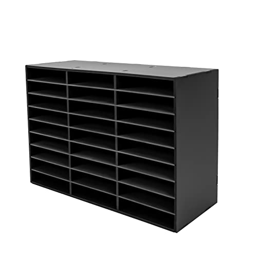 MhdunueSK Mail Sorter Organizer, Black Mailbox for Classroom, 27 Compartments Literature Organizer, Desktop File Sorter, Paper Organizer for Home School Office (27 Slots Black)