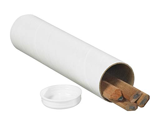 Aviditi White Mailing Tubes with Caps, 1 1/2" x 12", Pack of 50, for Shipping, Storing, Mailing, and Protecting Documents, Blueprints and Posters