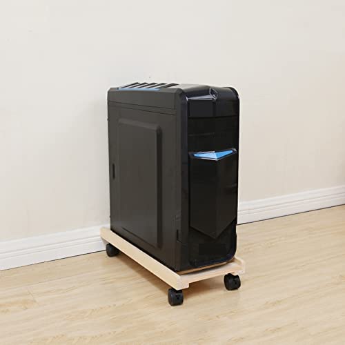 SABALON Computer Stand Computer Host Stand with Wheels Under Home Office Desk, CPU Rolling Stand, Computer Tower Cart, Wood Mobile PC Holder Pc Stand CPU Stand(Large)