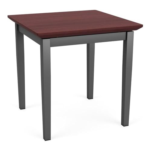 Lenox Steel Reception Waiting Room End Table/Charcoal Steel/Mahogany