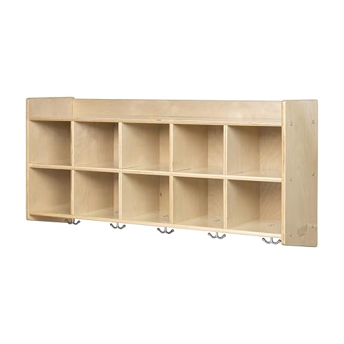 Back2School Express 10-Section Wall Mount Coat Locker with Shelf, Natural