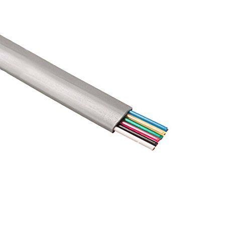 6-Conductor Modular Telephone Cable Flat Silver Satin 26 AWG Stranded Copper 250' FT Bulk Cable Roll Cord RJ12 Gray Telephone CAT3 Wire Silver Satin 6C RJ-12 Phone Communication Wire Extension Cable