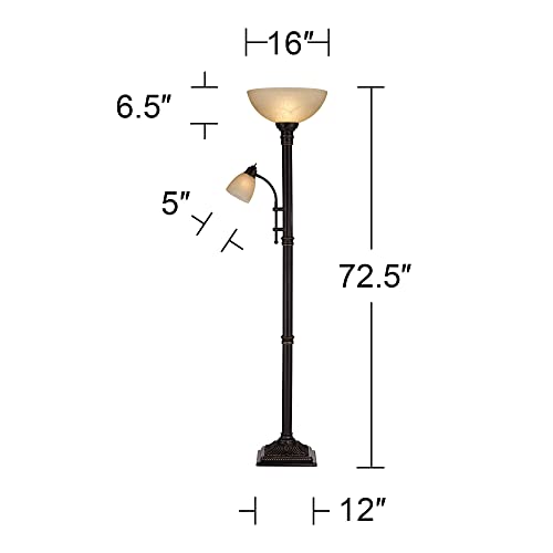 Regency Hill Garver 72 1/2" Tall Bronze Side Light Torchiere Floor Lamp