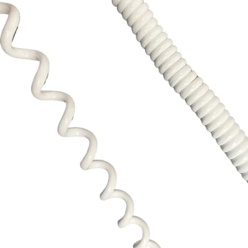 Coiled Mains Flex Curly Spring Cord White Spiral Elastic Cable