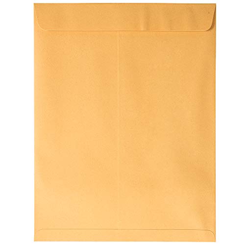 JAM PAPER 10 x 13 Open End Catalog Premium Envelopes with Peel and Seal Closure - Brown Kraft Manila - Bulk 500/Carton