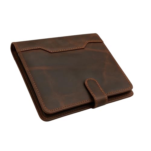 PavinCrafter Leather Junior Padfolio 5 X 8 in with Pen Loop, Brown