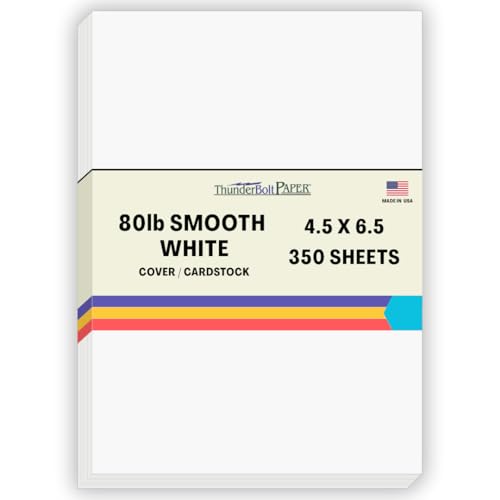 350 Bright White Smooth 80# Card Paper Sheets - 4.5" X 6.5" (4.5X6.5 Inches) Invitation 1/2" Smaller Than 5X7 Size - 80 lb/Pound Cover Weight - Quality Stock - Print Consistency - Smooth Finish
