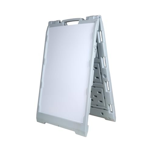 BannerBuzz Premium A-Frame Sidewalk Sign with Dry Erase Surface, Plastic Frame and White Board for Outdoor and Indoor Advertising (2' W x 3' H, White)