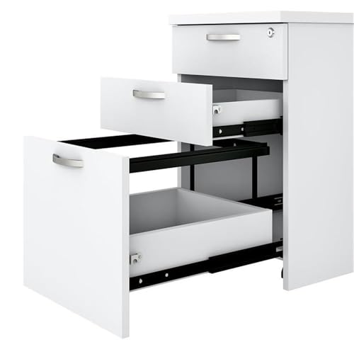 Bush Business Furniture Easy Office 3 Drawer Mobile File Cabinet in Pure White