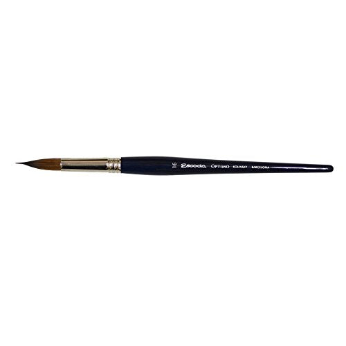 Escoda Optimo Series 1310 Artist Watercolor & Acrylic Short Handle Paint Brush, Pure Kolinsky, Liner, Size 16