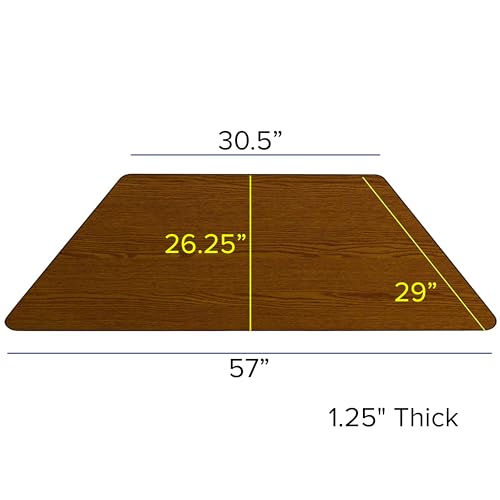 EMMA + OLIVER Oak 57x29 Trapezoid Adjustable Height Activity Table
