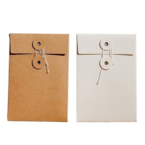 Durable 120Pcs 6.7x4.5 Inch Vintage Brown Paper String Business Envelopes Button and Tie Closure Clasp File(C)