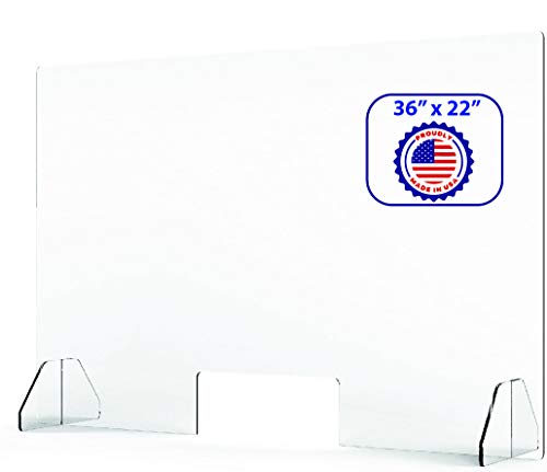 NapTags Clear Acrylic Sneeze Guard Shield for Counter and Desk, Business and Customer Safety (36" x 22")