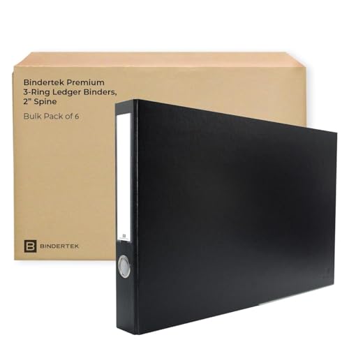 3-Ring Premium Ledger Binder for 11" x 17" Paper, 6pk - Black, by Bindertek