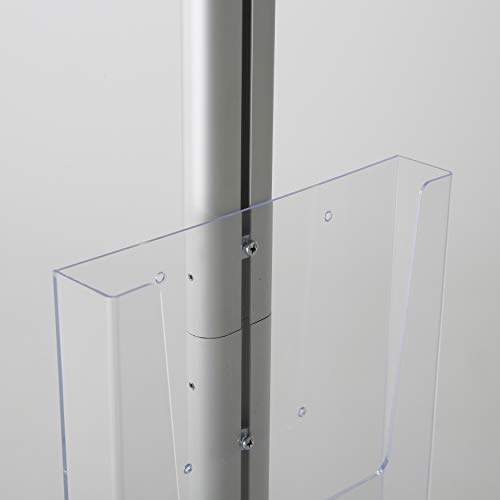 M&T Displays Free Standing Aluminum Display Stand Single Sided Document Brochure Sign Holder Front Loading Portrait Landscape Silver Snap Frame 1x(11x17) and Clear Acrylic Pocket 1x(8.5x11) Inch