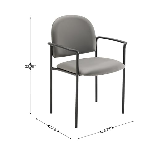 Flash Furniture Steel Stackable Reception Chair with Arms, Gray Vinyl