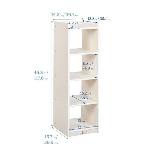 ECR4Kids 4-Cube Double-Sided Vertical Storage Organizer, Classroom Furniture, White Wash