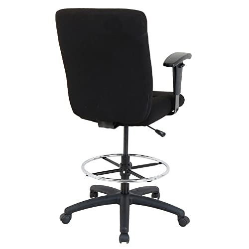 Global Industrial Drafting Stool, Fabric, Black, Adjustable Arms, High Back