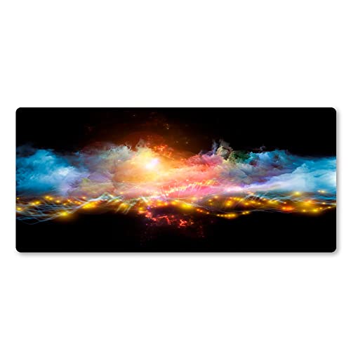 3D Colorful Space Gorgeous Mouse Pad Style Rubber Anti-Slip Edge Pad Mats 900x400x4mm (800 x 400 x 4mm)