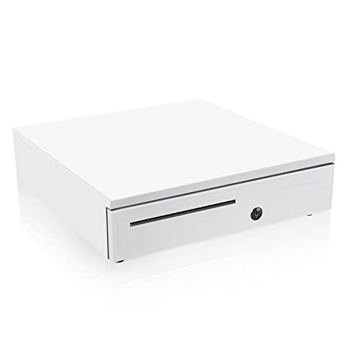 MUNBYN White Cash Register Drawer 16" White 5 Bill 5 Coin RJ11 RJ12
