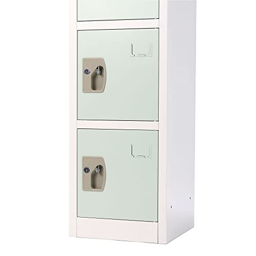 AdirOffice Large School Locker with 6 Doors 6 Hooks Storage Locker - Metal Storage Locker Cabinet Ideal for School, Garage, Office Lockers - (6 Door, Misty Green)