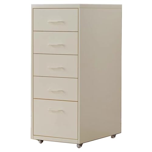 ELEFOCUS 41cm deep Five Drawer tin Filing Cabinet with Compact Dimensions 69cm high for Ultra-Stable Movement!(Size:28cm*41cm*69cm)