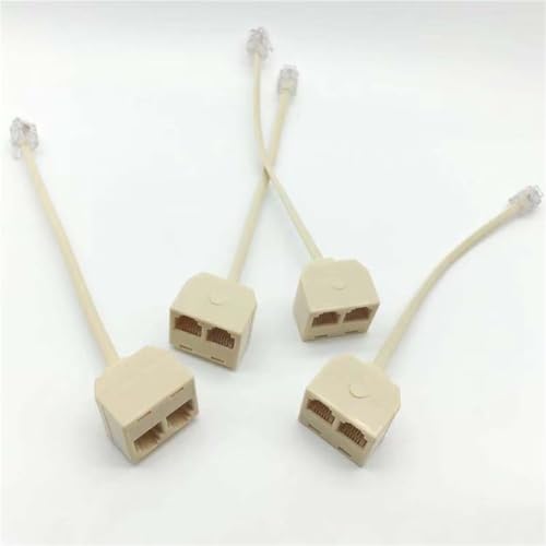 QEJWWGFI RJ11 to 6P4C Cable Converter 1 in 2 Out Wire Splitter Telephone Ethernet Cord Adapter