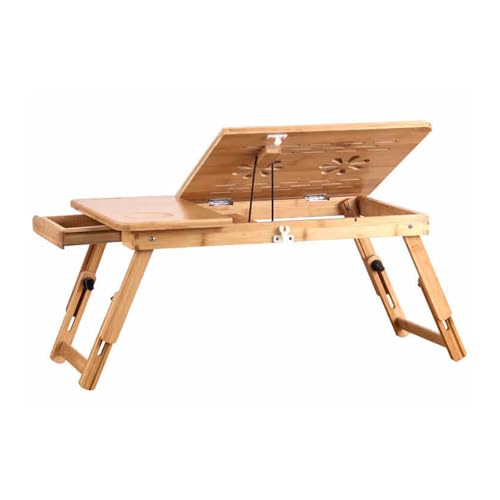 Laptop Desk,Bed Low Table,Laptop Desk For Bed Couch,Foldable Lap Table ,Bamboo Bed Tray Table With Folding,Foldable And Portable Design, Adjustable Height And Angle.(Drawer type,Large) (Drawer Type S