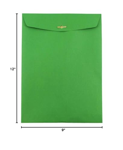 JAM PAPER 9 x 12 Colored Envelopes with Clasp Closure - Green Recycled - Bulk 250/Box