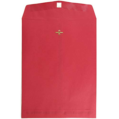 JAM PAPER 10 x 13 Open End Catalog Colored Envelopes with Clasp Closure - Red Recycled - Bulk 500/Box