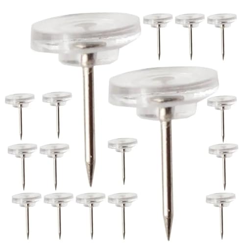 400 Pcs Clear Thumbtacks Flat Head Pushpins for Corkboard, Transparent Map Pins, Plastic Iron Tacks