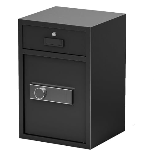 HOYOC Electronic Safe Deposit Box, Steel Code Lock Depository Safe with 2 Emergency Keys 35.4'' Steel Safe Box Strong Box, for Home Hotel Restaurant and Office (Black),23.6"