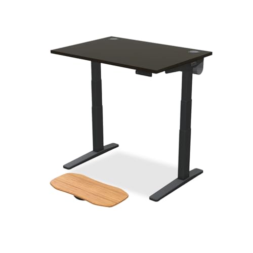 UPLIFT DESK Black Bamboo (42 x 30 inch) Standing Desk 2-Leg V3 Adjustable Stand Up C-Frame (Black), Advanced Keypad, Wire Grommets, Wire Tray, Rocker Board