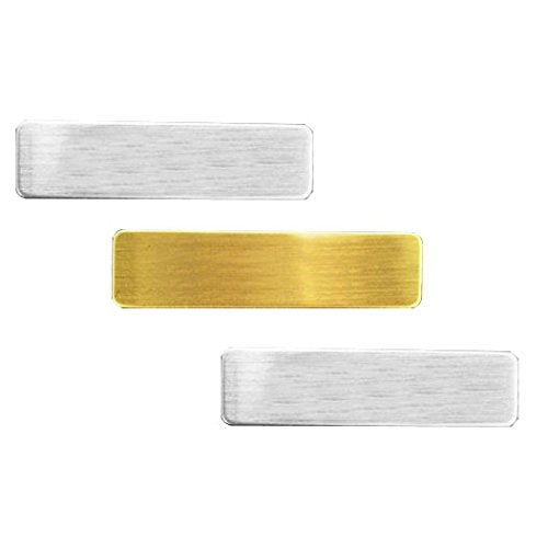 5/8" H x 2-1/2" W, Ten Blank Heavy Gauge Military Style Metal Name Badges, Uniform Name Badge, Fused Posts, Package of Ten (Bright Silver)