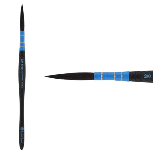 Borciani e Bonazzi Infinito Synthetic Quill Liner Watercolor Brush - Size # 2x0 w/Patented Hidro Hair - Watercolor Artist Brushes - Non-Slip, Anti-Roll Handle - Handcrafted in Italy