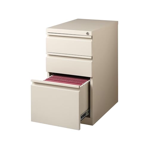 Staples Mobile Pedestal File Cabinet with Wheels, 3-Drawer, Putty