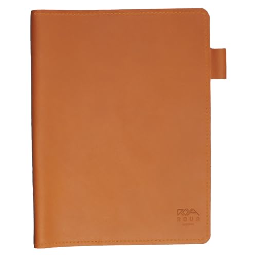 ROVA Full Grain Leather Notebook Journal Cover - Hand Crafted in the USA - Fits Moleskine XL (9.75" x 7.5") - Lay Flat Design with Pen Loop - Whiskey